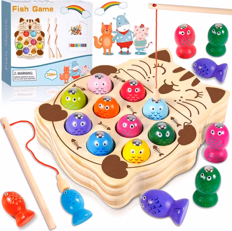 Gioco dei pesci in legno Montessori per bambini da 2 a 5 anni - giochi educativi e creativi