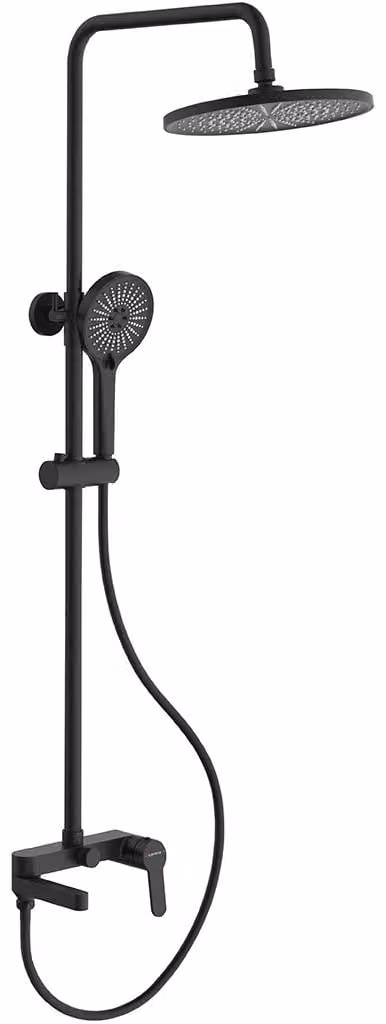 Colonna doccia a parete Velea - miscelatore per vasca orientabile - nero opaco - 78-123 cm