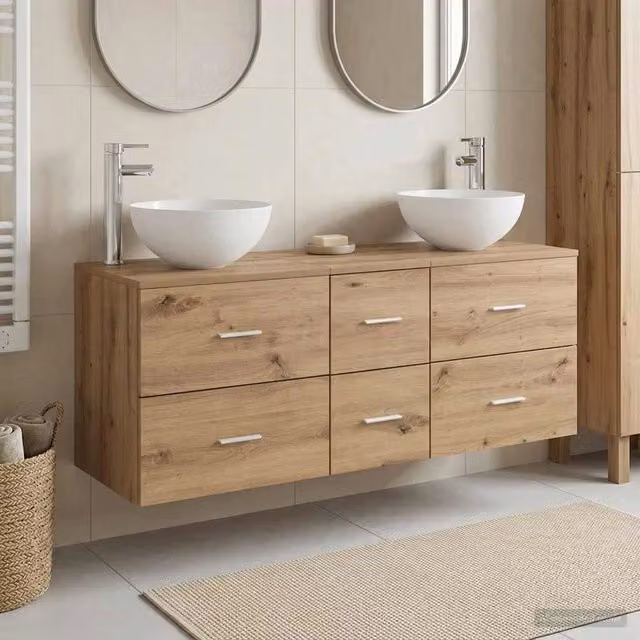 Set di Armadi da Bagno 3 pz Rovere Artigianale 129 x 35 x 80 cm 3405802