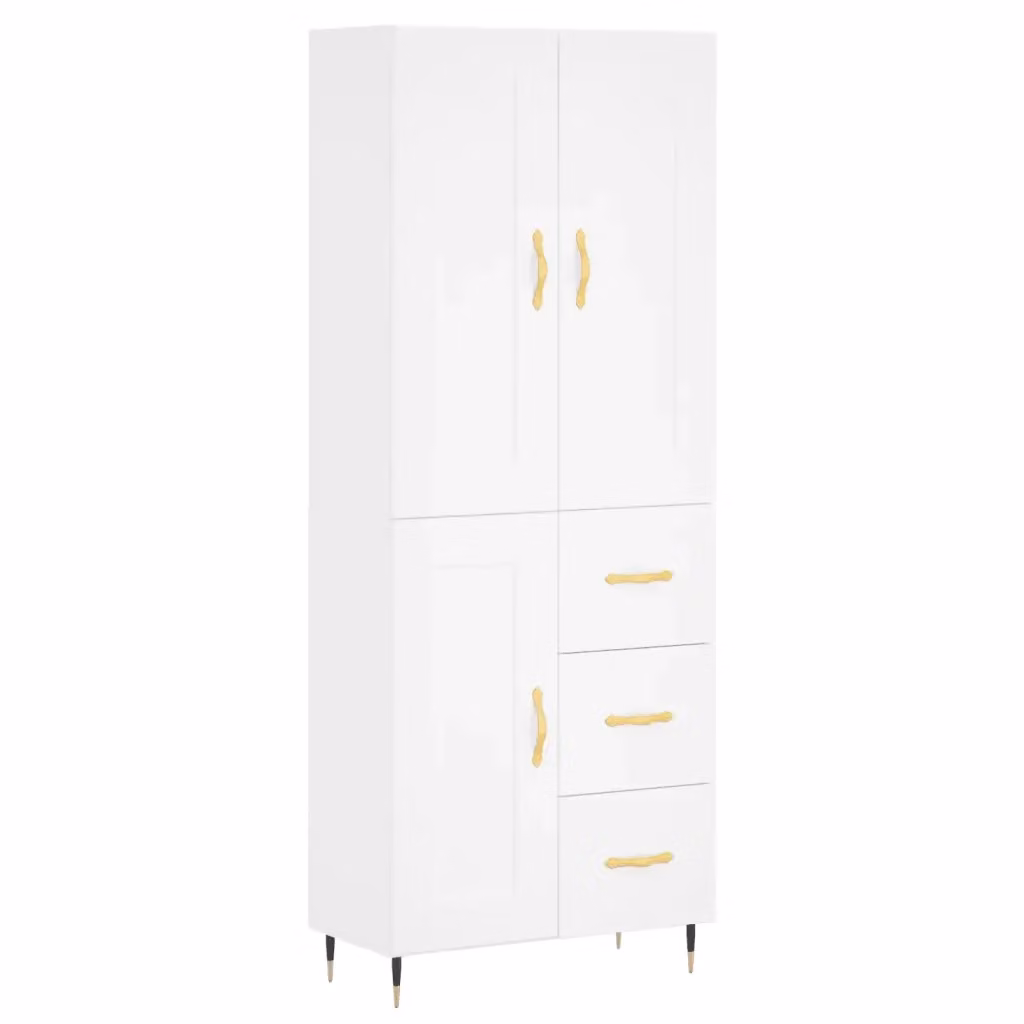 Credenza moderna bianca vidaXL a parete in legno e metallo L: 69,5 cm, P: 34 cm, H: 180 cm – 2