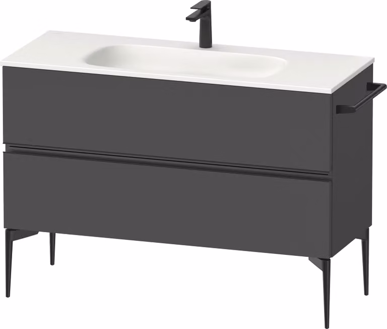 Duravit Sivida Meuble sous-lavabo, 2 tiroirs, poignée encastrée noir diamant mat, 1210x477x592mm, pour Sivida, SV46530BD490000, SV46530BD490000