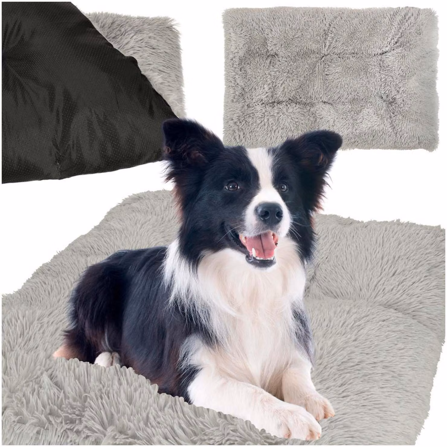 Cuccia per cani e gatti, lettino in peluche, cuscino peloso, cuscino shaggy, 115 cm, grigio