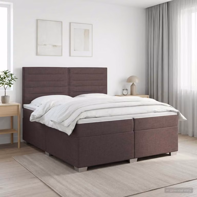 Maison Exclusive - Letto boxspring con materasso marrone scuro 200 x 200 cm Tessuto