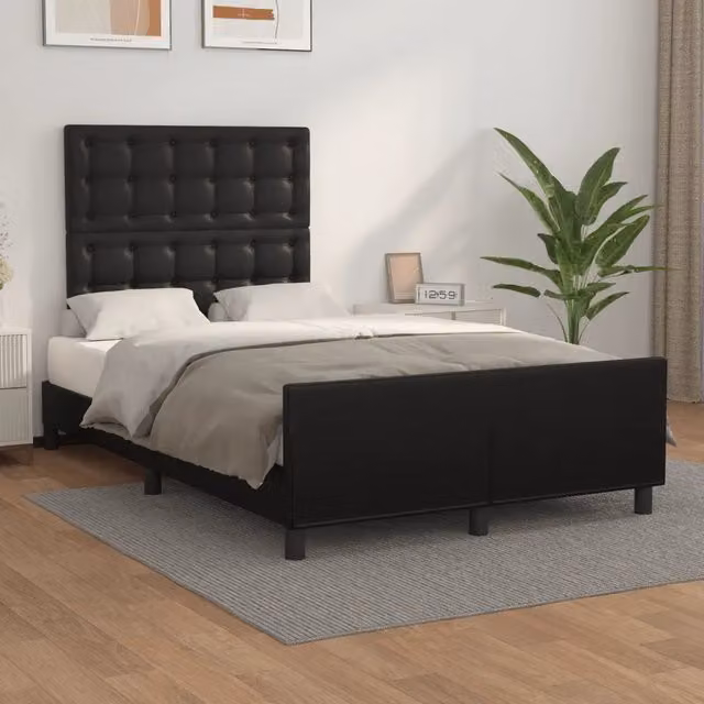 Giroletto vidaXL in similpelle nera con struttura in legno e materiali misti L/P/H: 120 x 200 x 123 cm