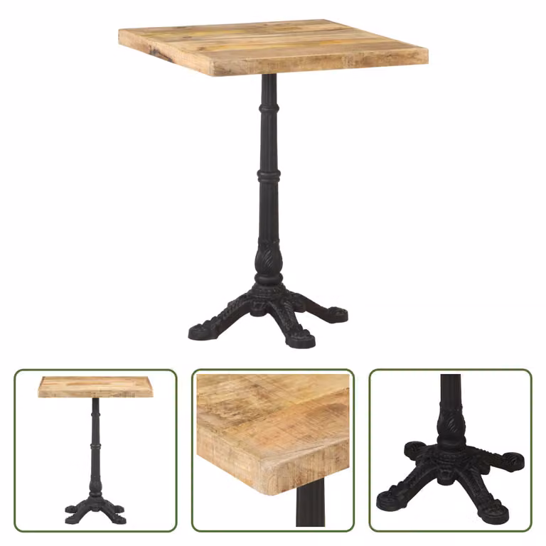 The Living Store Tavolo da bistrot 60x60x77 cm Legno di mango grezzo