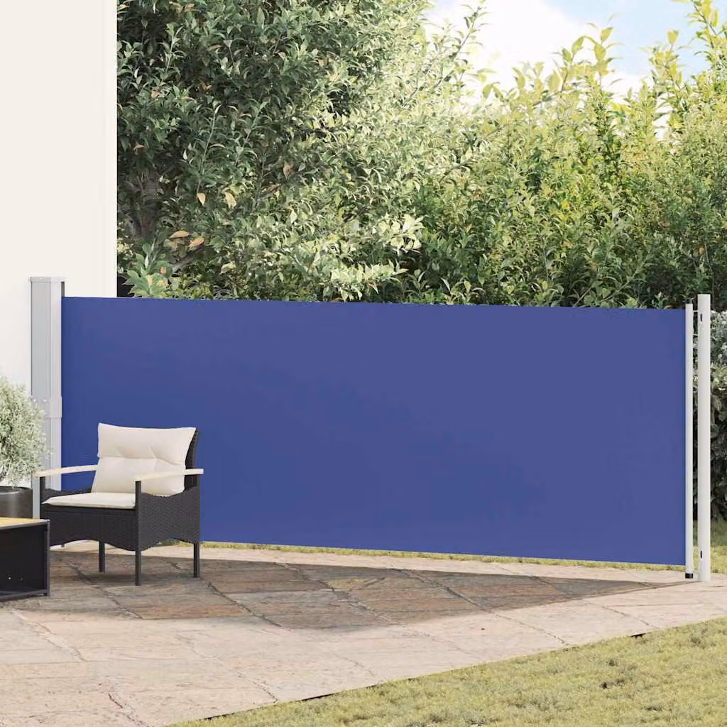Tenda Laterale Retrattile per Patio vidaXL in Poliestere e Acciaio, Blu, L: 600 cm, H: 140 cm
