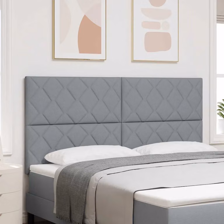 Testiera per letto moderna vidaXL in tessuto grigio con struttura in legno e pannello imbottito, Larghezza: 180 cm
