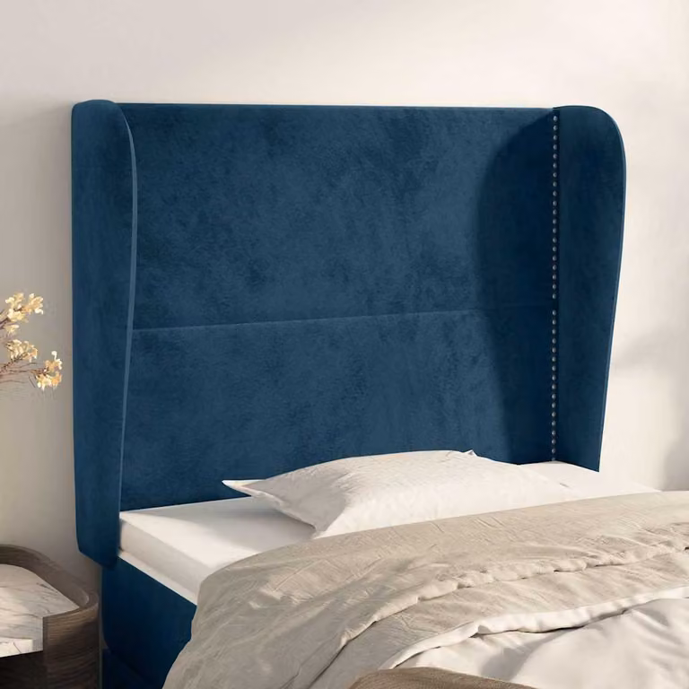 Testiera ad orecchio vidaXL in velluto blu scuro L: 103 cm, P: 23 cm, H: 118-128 cm