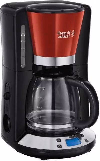 Caffettiera digitale Russell Hobbs con timer programmabile, spegnimento automatico e caraffa in vetro, colore rosso