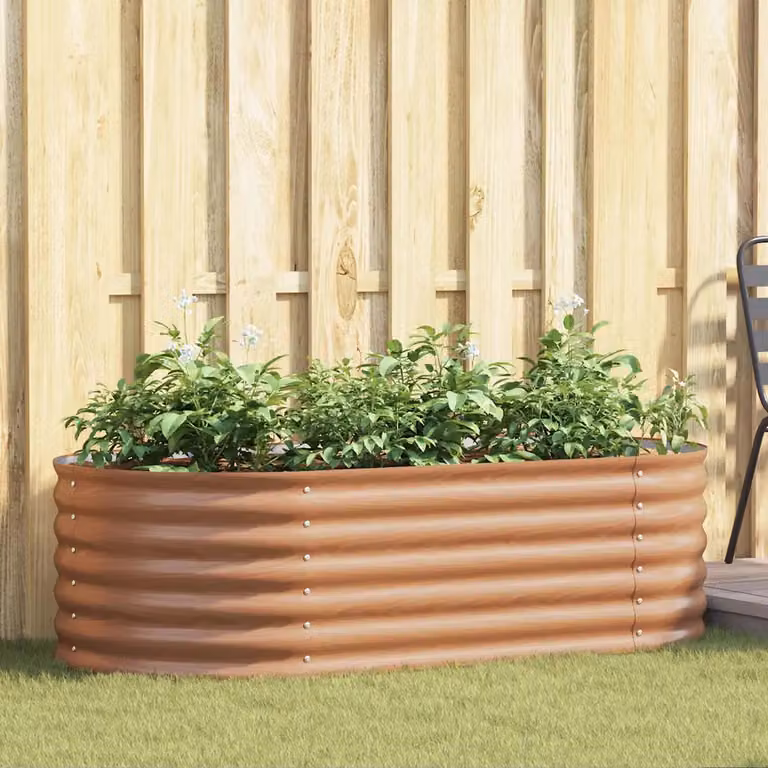 Letto rialzato vidaXL in acciaio color marrone per orto e giardino L: 160 cm, P: 80 cm, H: 44 cm