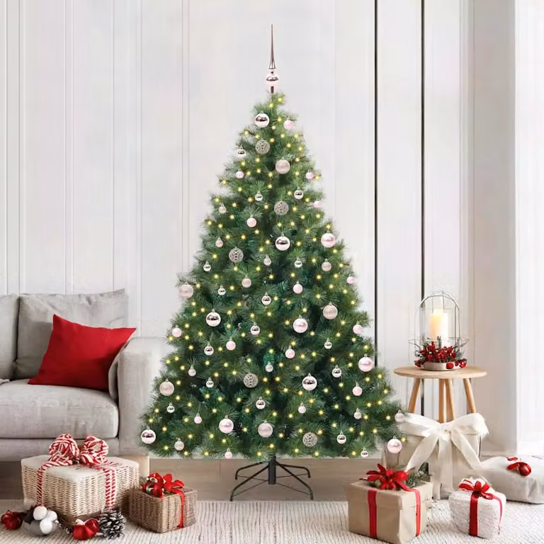 Albero di Natale artificiale moderno vidaXL verde con 300 LED luce bianca calda in PE e PVC, Altezza: 180 cm