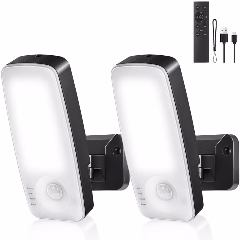 Lampada da parete per esterni, 10.000 mAh, senza fili, con sensore di movimento, confezione da 2