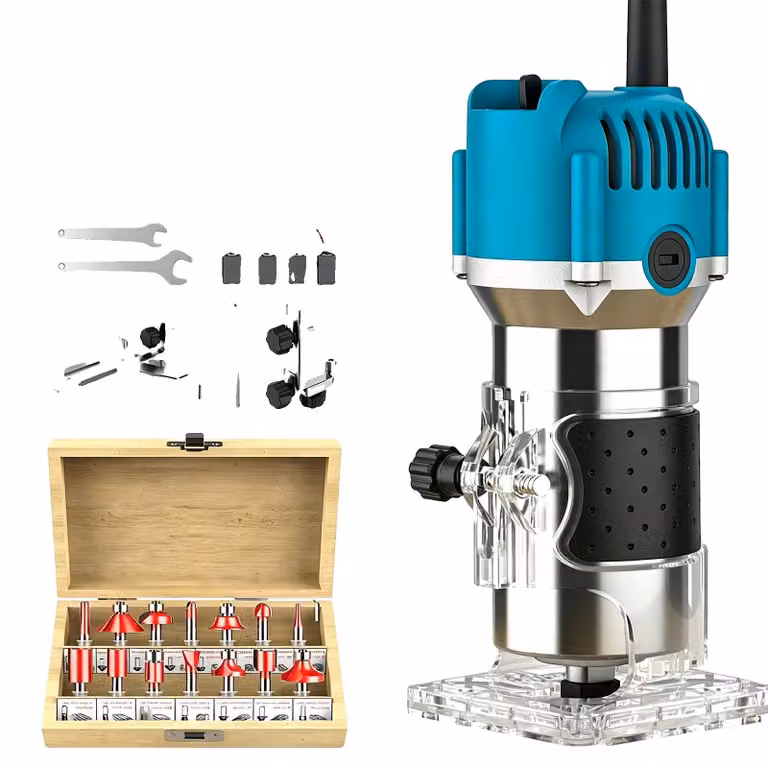 Fresatrice, 30.000 giri al minuto, potenza 800W, con set di 15 pezzi