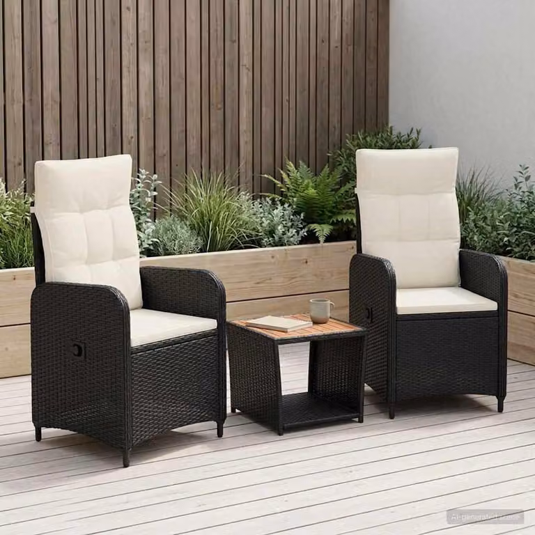 Maison Exclusive - Set da giardino per relax, composto da 3 pezzi, colore nero e crema
