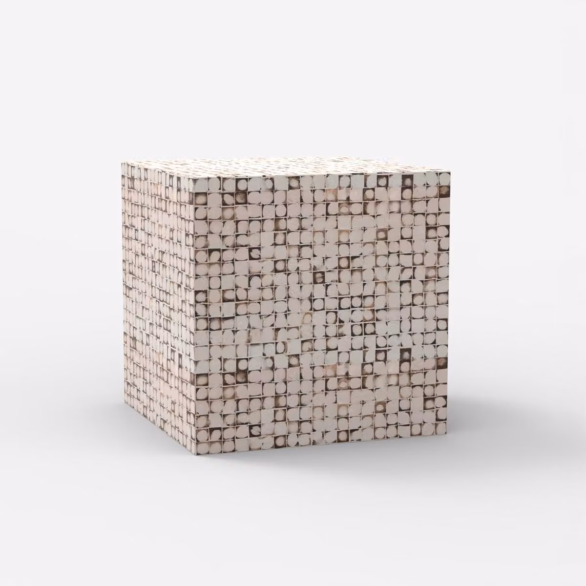 Tavolino quadrato contemporaneo con legno intarsiato Manju - Bianco