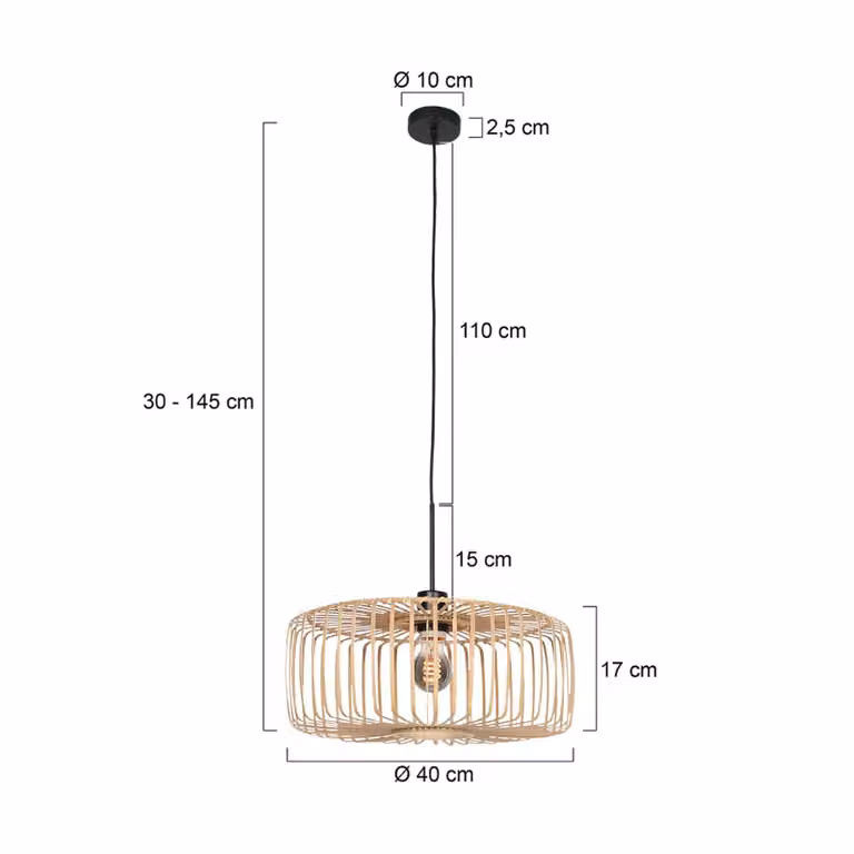 Steinhauer Lampada a sospensione Sparkled Light, dimmerabile, Legno chiaro, Soggiorno / Sala da pranzo, bambù, Lampada a sospensione