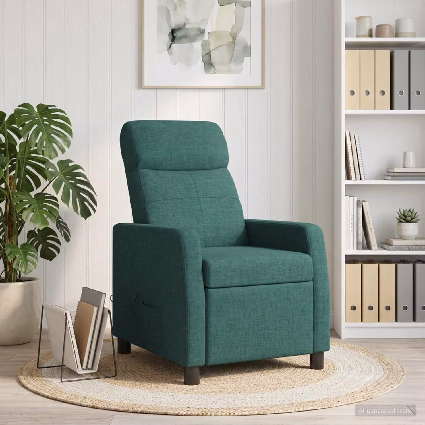 Poltrona relax reclinabile vidaXL in tessuto verde con braccioli e struttura moderna