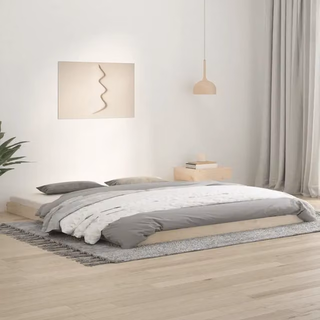 Struttura Letto in Legno Massello di Pino Design Mania con Doghe Fisse, L/P/H: 203.5 x 180 x 151 cm