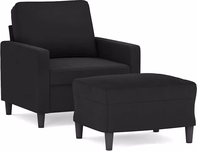 Poltrona | Sedia Relax con Poggiapiedi Nero 60 cm in Velluto