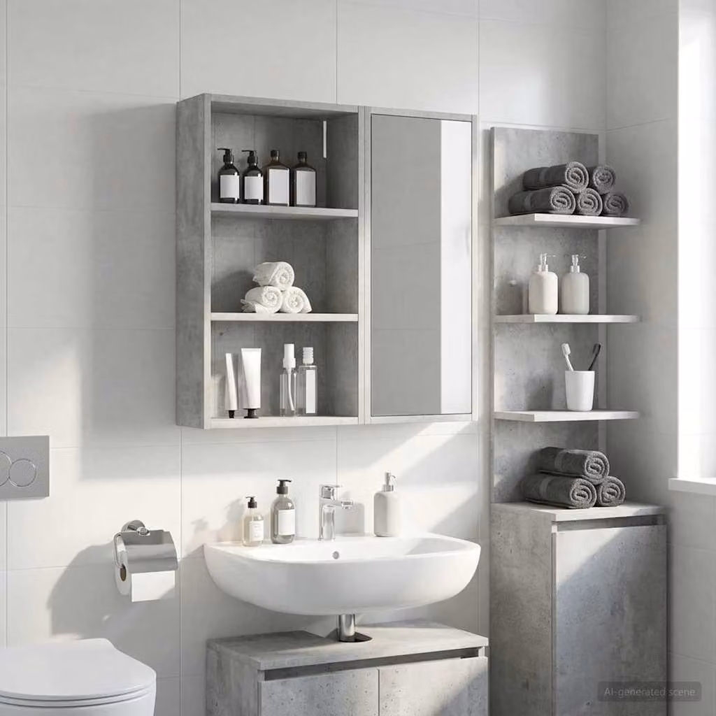 Armadio da bagno a muro moderno vidaXL Grigio, L 40 cm x P 14 cm x H 70 cm