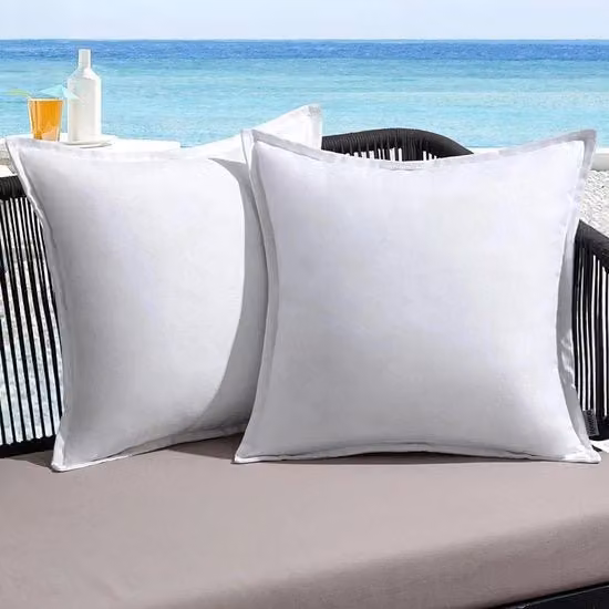 Set di 2 cuscini per esterno in tessuto imitante lino - 40 x 40 cm - Impermeabili decorativi per giardino, terrazza, salotto, divano, camera da letto, tenda, parco