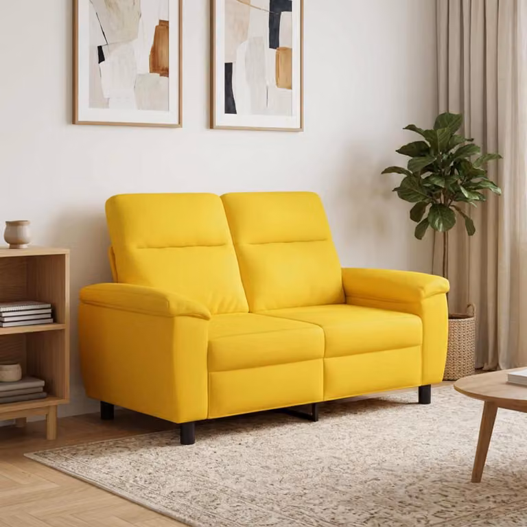 Divano moderno vidaXL in tessuto giallo con struttura in metallo L: 158 cm, P: 90 cm, H: 95 cm