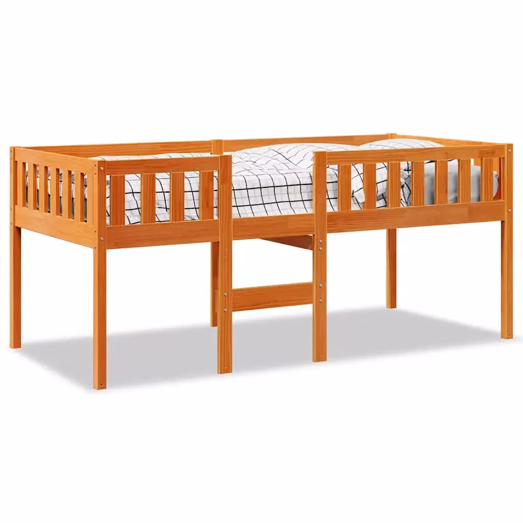 Letto per bambini vidaXL in legno di pino color marrone cera, dimensioni 90x190 cm – 2