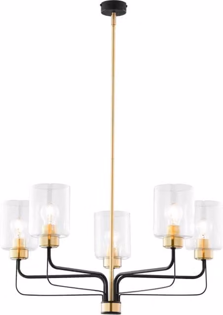 Lampadario moderno oro/nero vetro 5xE27 Jupiter Ceres