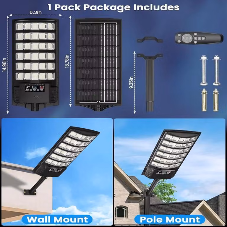Lampada solare - Set da 2 - Lampione LED - 5 metri - Sensore di luminosità - Regolabile - Grado di protezione IP65 - Batteria al litio