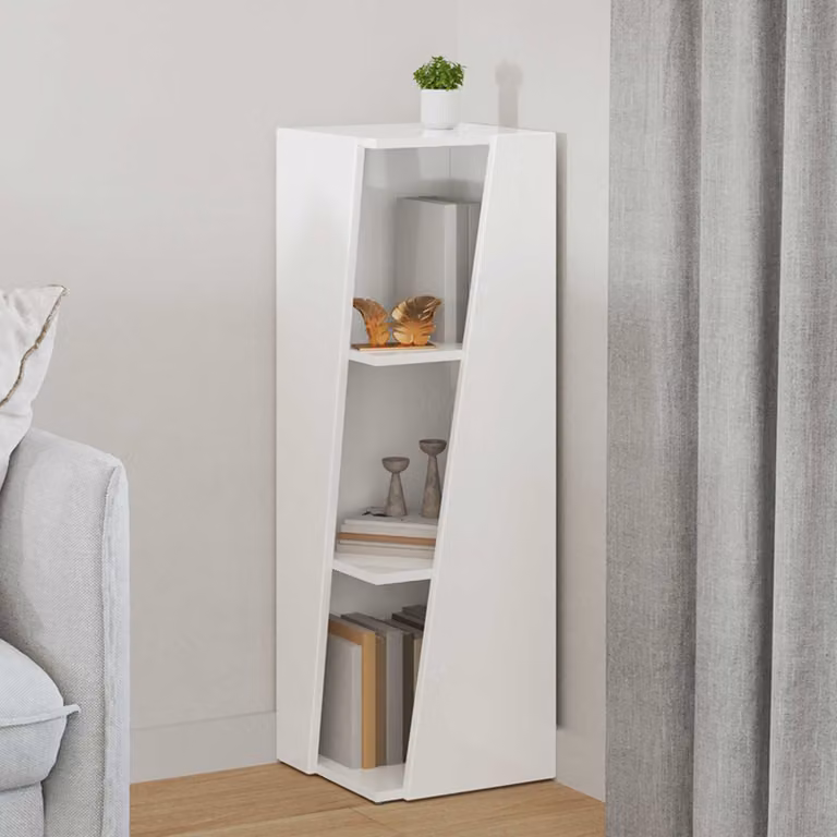 vidaXL Mensola laterale angolare bianca in MDF con pannello posteriore L/P/H: 33 x 32 x 100,5 cm