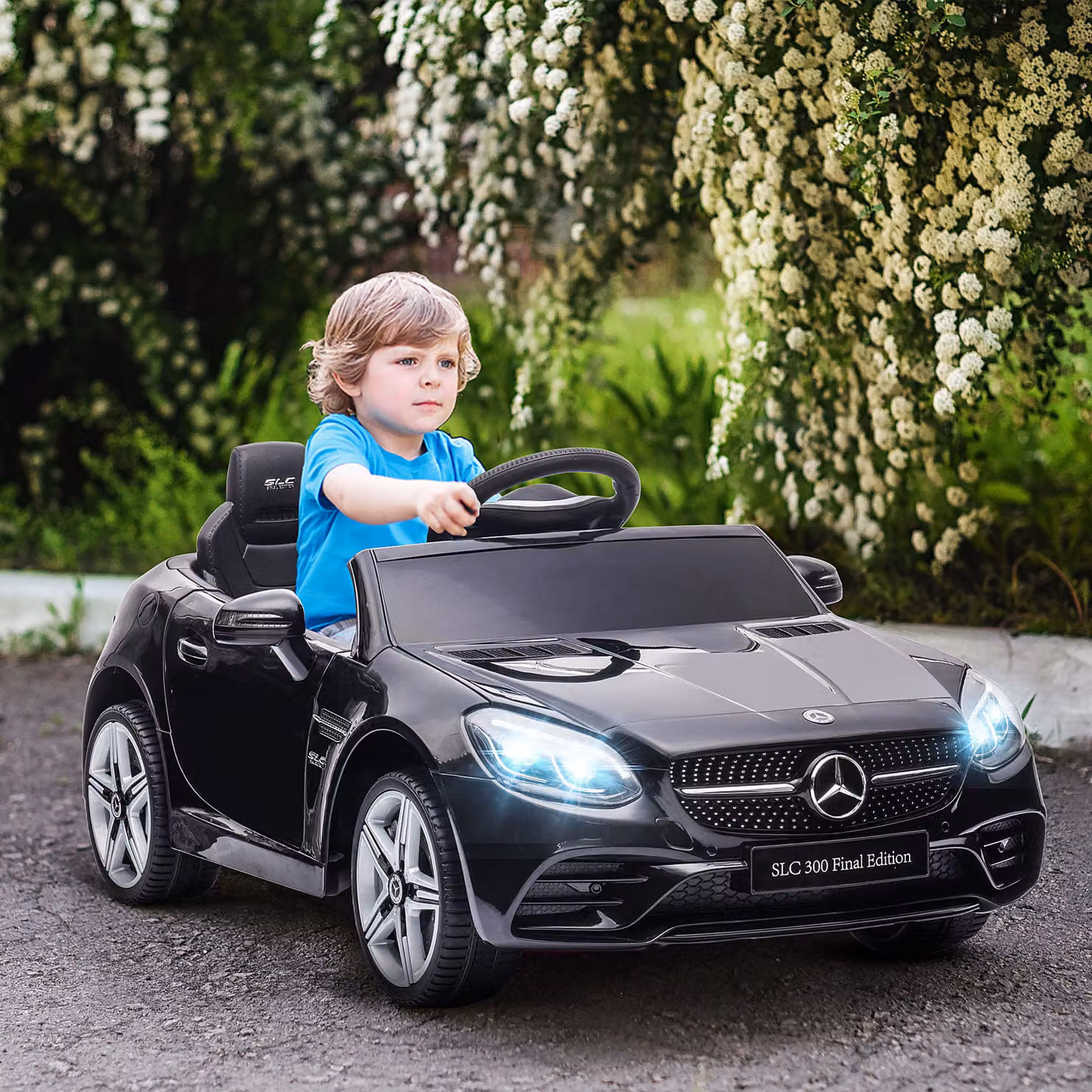 AIYAPLAY Macchina Elettrica per Bambini con Licenza Mercedes SLC 300, Telecomando, Colore Nero, L: 107 cm, P: 62.5 cm, H: 44 cm – 2