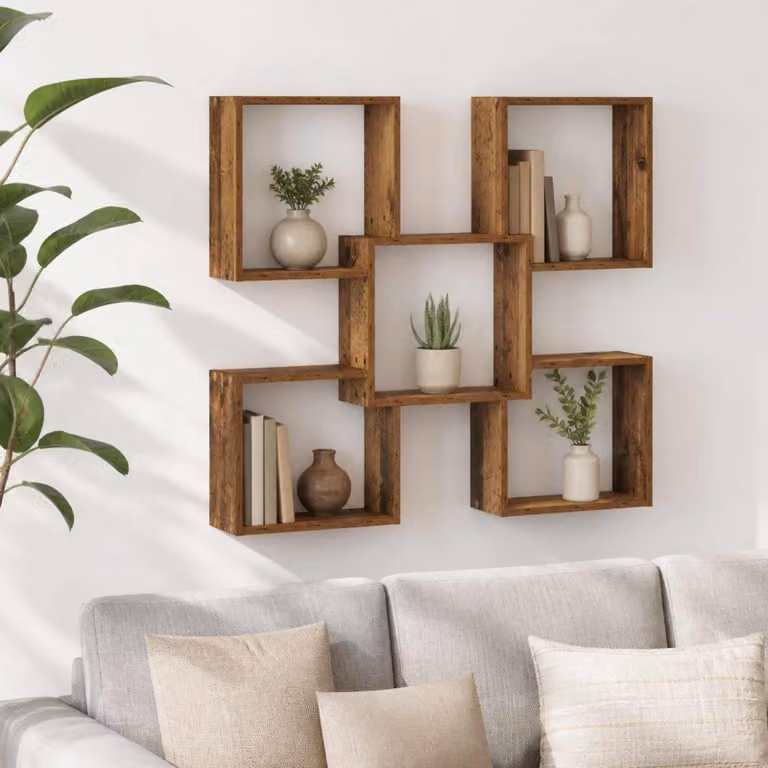 Scaffale da parete moderno vidaXL in legno marrone L: 99,5 cm, P: 17 cm, H: 91 cm