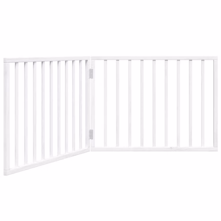 Cancelletto per cani pieghevole 2 pannelli bianco 160 cm in legno di pioppo