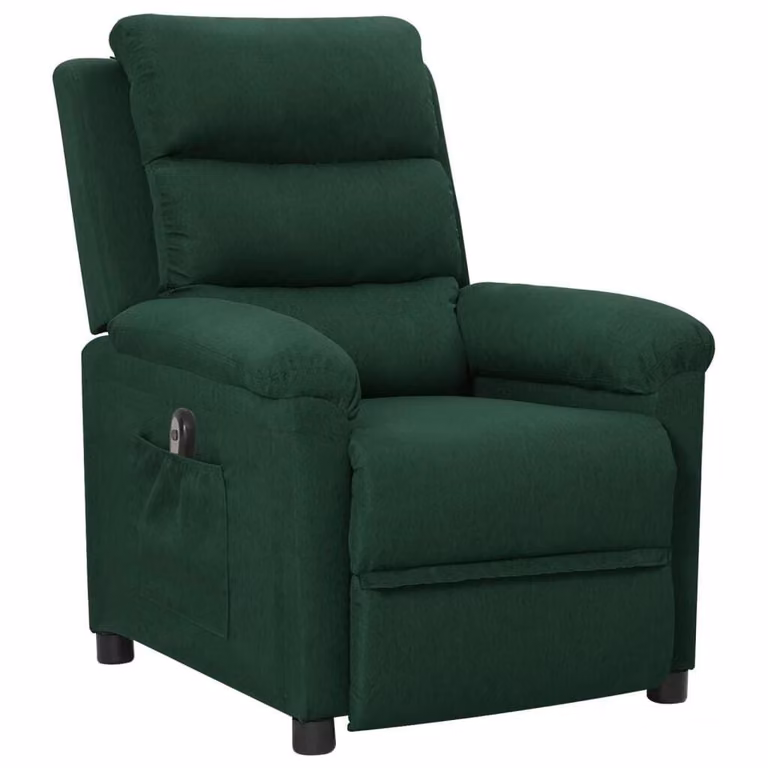 vidaXL Poltrona relax elettrica in tessuto verde scuro