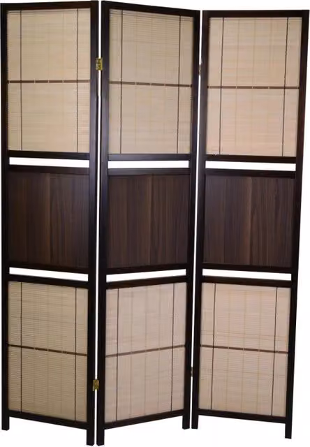 Paravento a 3 ante Vacchetti in legno color noce, H 178,5 cm x L 44,5 cm x P 2,1 cm – 1