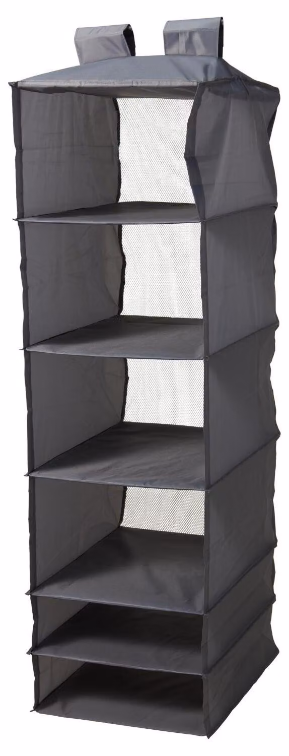 Organizzatore per armadi Redcliffs - 6 ripiani - grigio scuro - poliestere - pieghevole
