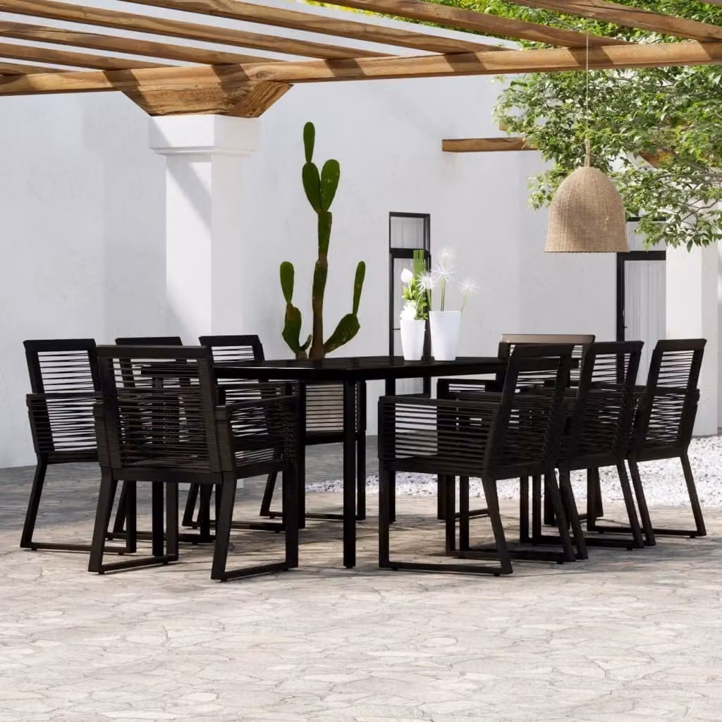 Maison Exclusive - Set da pranzo da giardino 9 pezzi nero