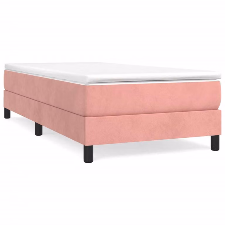 Struttura Letto a Rete a Molle Rosa 90x200 cm in Velluto