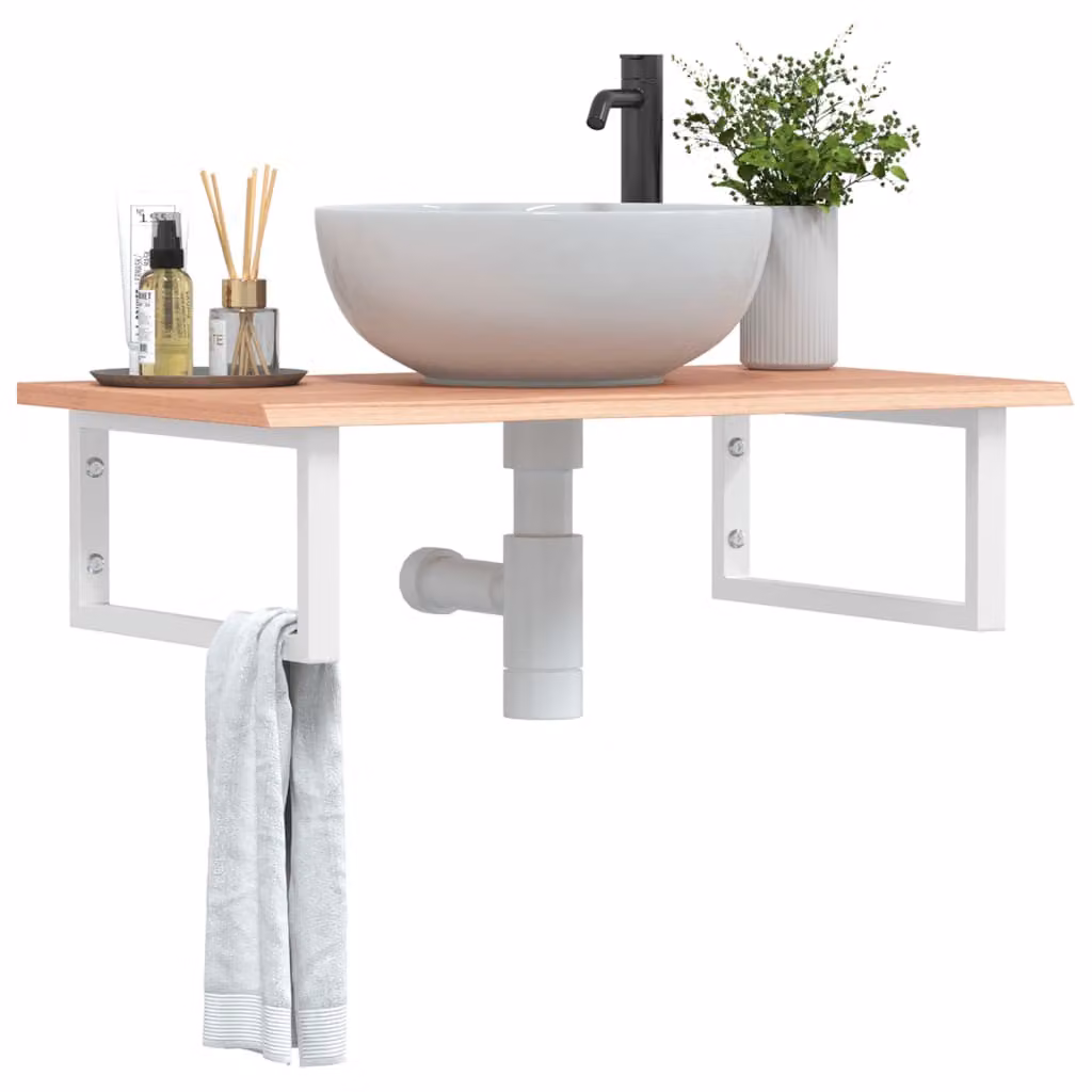 vidaXL Ripiano a Parete per Lavabo in Rovere e Metallo, Moderno, Marrone e Bianco