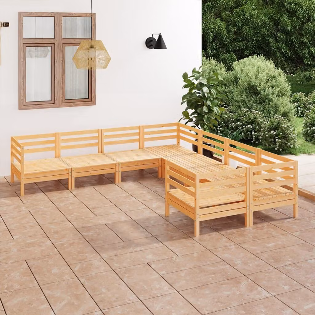 The Living Store Set da salotto da giardino in pino massiccio da 8 pezzi