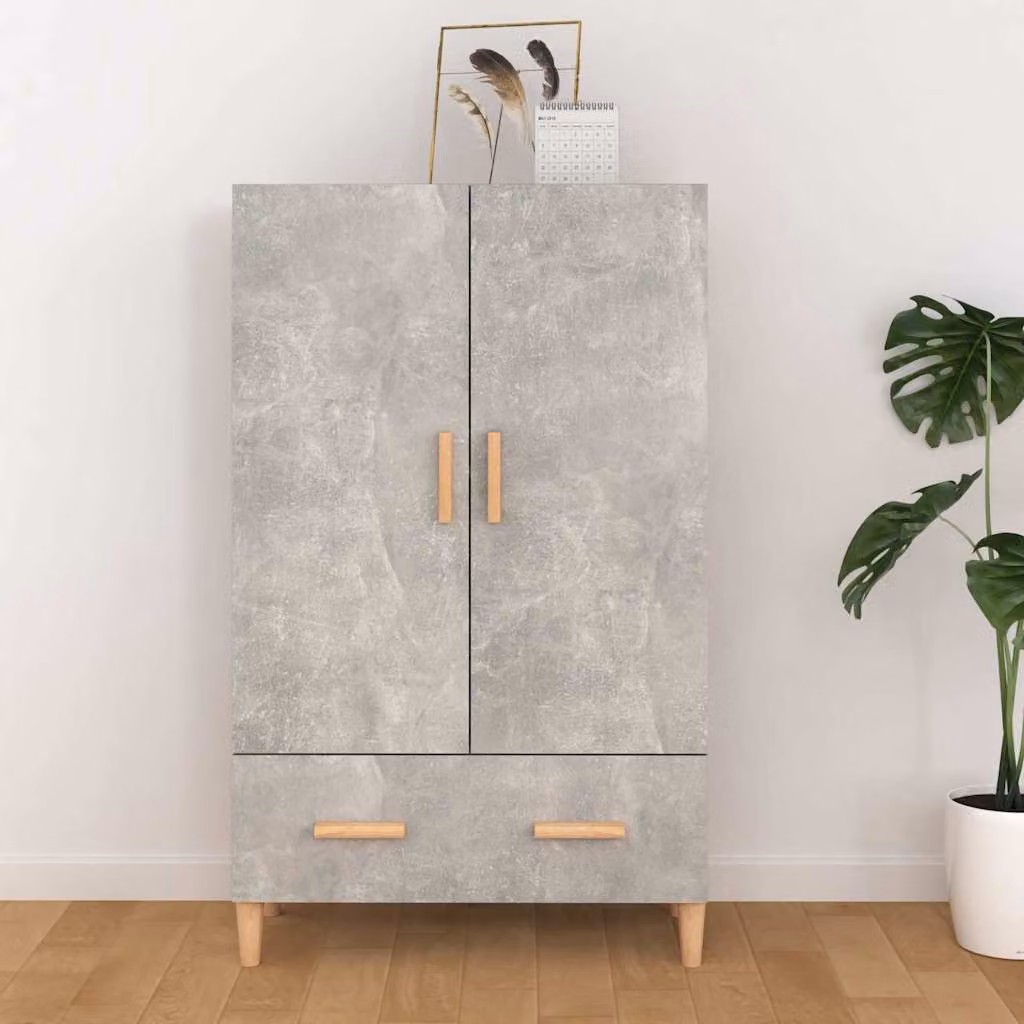 Credenza vidaXL in legno multistrato e MDF, colore grigio, L 70 cm x P 31 cm x H 115 cm