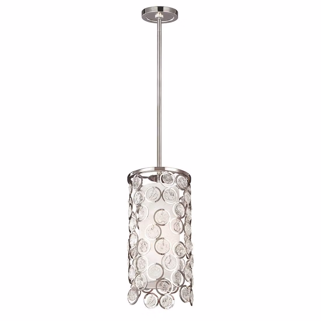 Lampada a sospensione Lexi in nichel lucido, 1xE27x60W, vetro, dimensioni: 175,3x17,8x17,8 cm, IP20, Feiss
