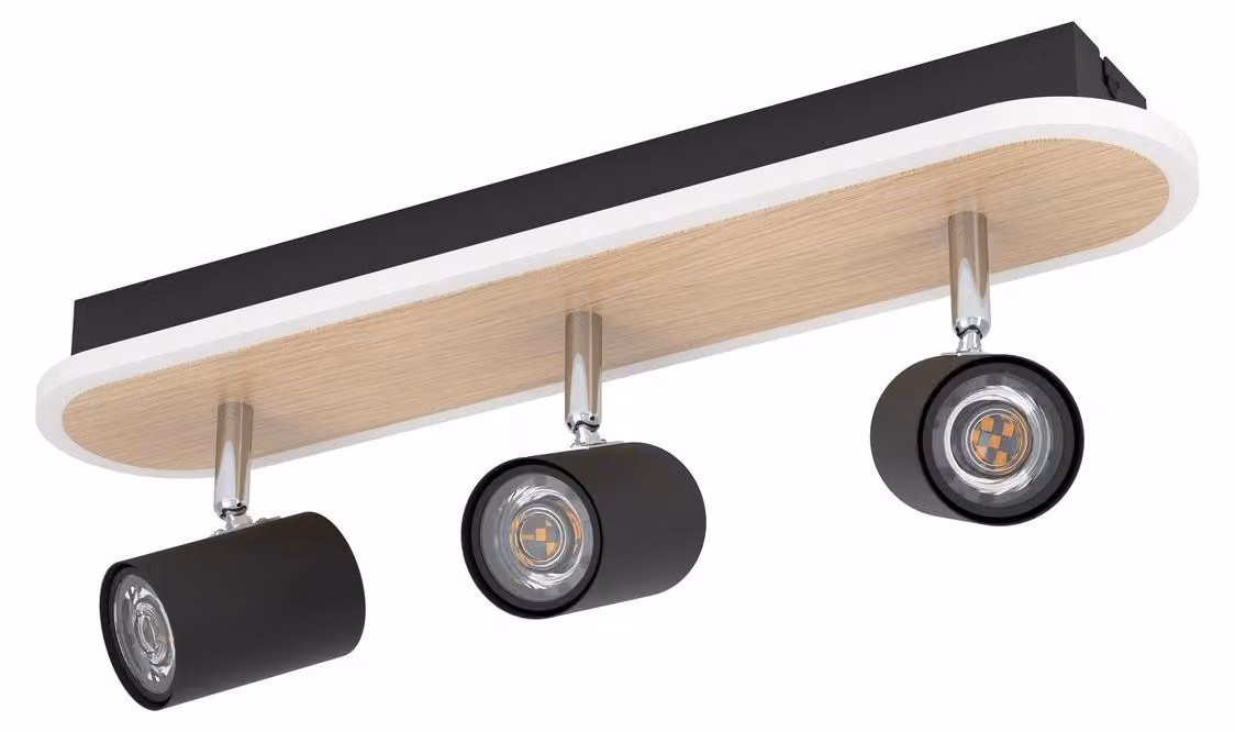 Eglo Plafoniera LED Rimbocchi 3x6W, nero, bianco caldo