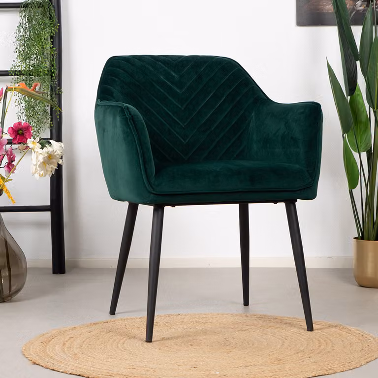 Sera 1V, sedia, struttura nera, rivestimento verde scuro