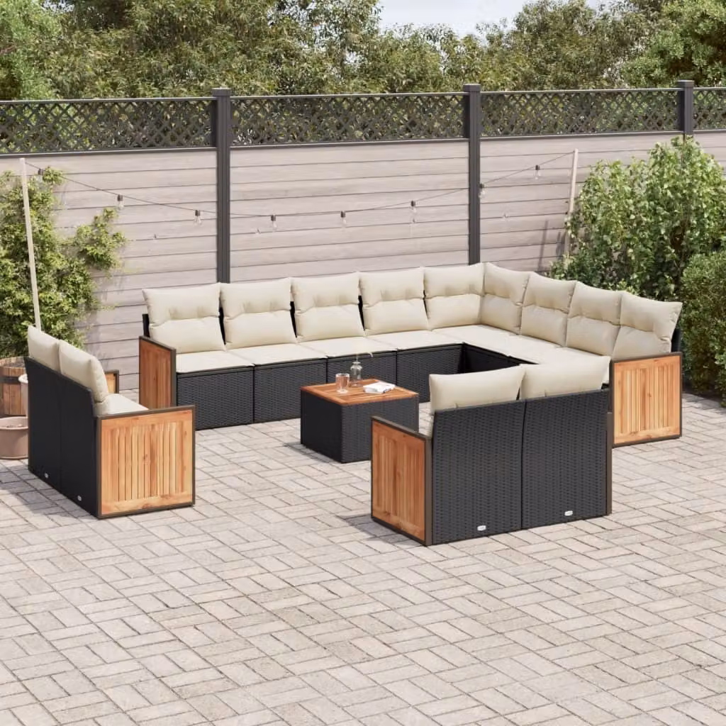 Maison Exclusive - Set Divani da Giardino 13pz con Cuscini Nero in Polyrattan
