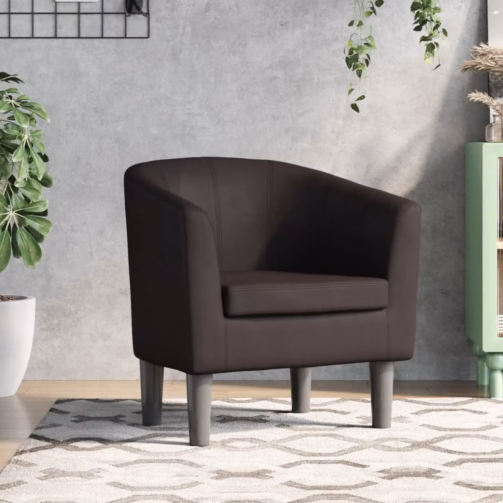 Poltrona Cabriolet vidaXL in similpelle marrone con braccioli e struttura in legno e schiuma