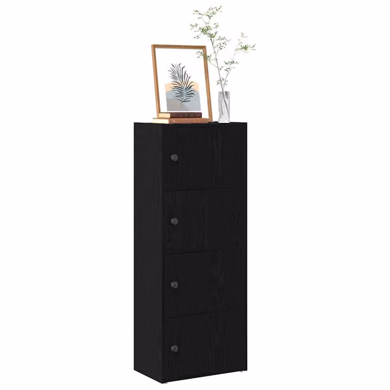 Libreria moderna vidaXL in legno multistrato nero opaco, L 40 cm x P 24 cm x H 102 cm