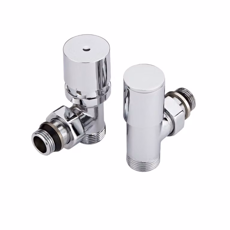 Coppia di Valvole a Squadra per Radiatori e Scaldasalviette 3/4” con Testa Termostatica Bianca e Selezione di Adattatori - Pex e Multistrato 12mm
