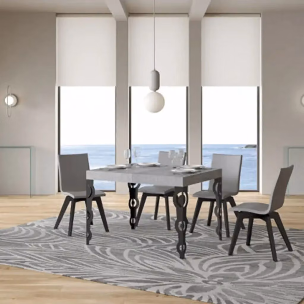 Tavolo allungabile moderno Itamoby con piano rettangolare grigio e struttura a quattro gambe L: 110-194 cm, P: 70 cm, H: 77 cm – 2
