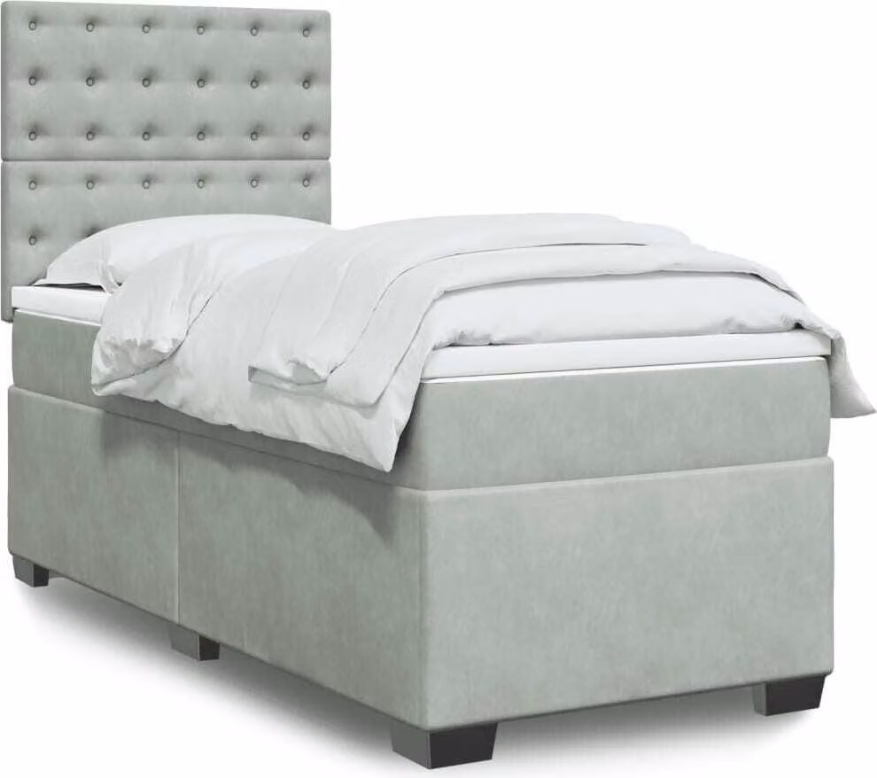 Maison Exclusive - Giroletto a Molle con Materasso Grigio Chiaro 80x200 cm Velluto